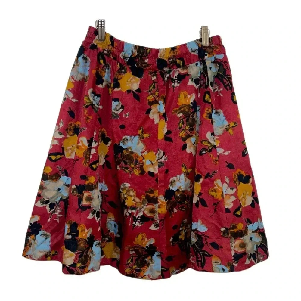 Downtown East Skirt Mauve Floral Print Layered Cotton Small